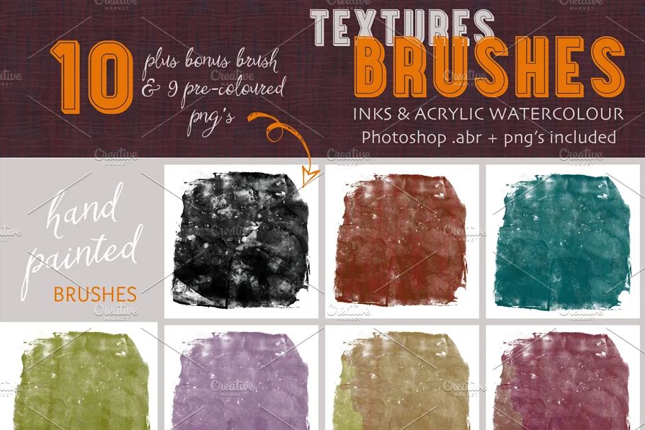 براش جوهر فتوشاپ Textures Brushes- Inks & Acrylics - 4