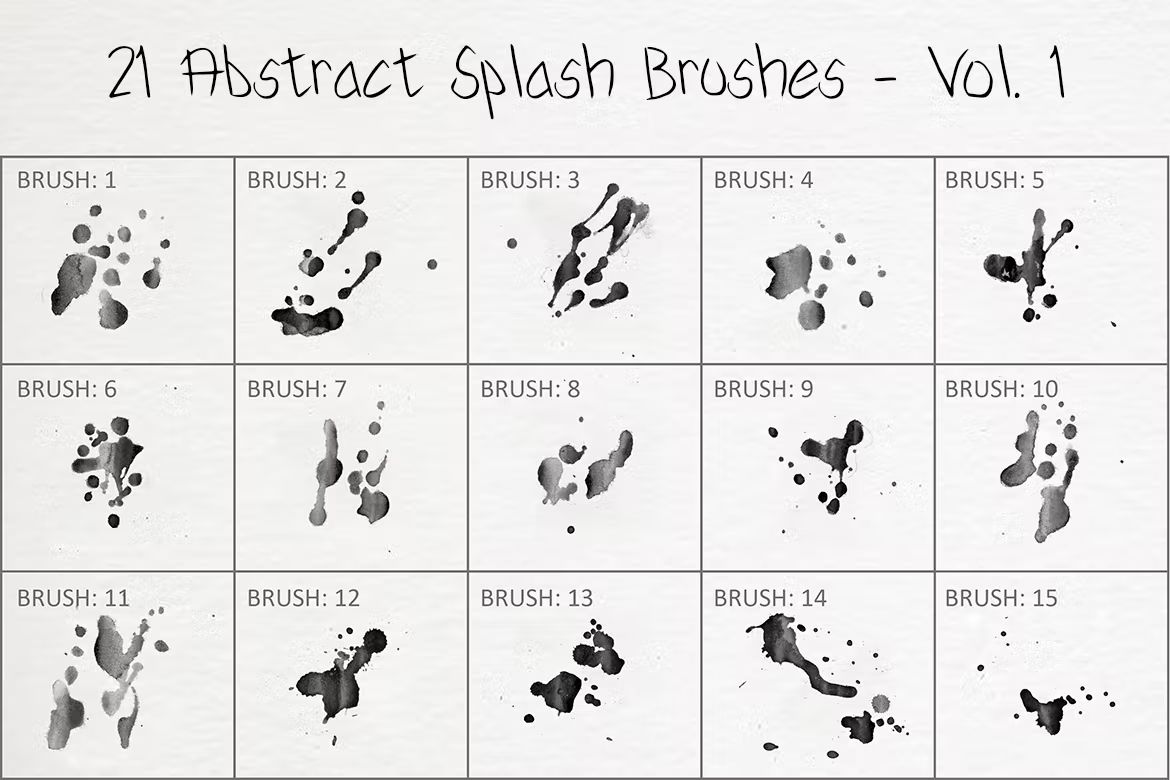 براش پاشیدن رنگ فتوشاپ Abstract Splash Photoshop Brushes Vol. 1 - 4