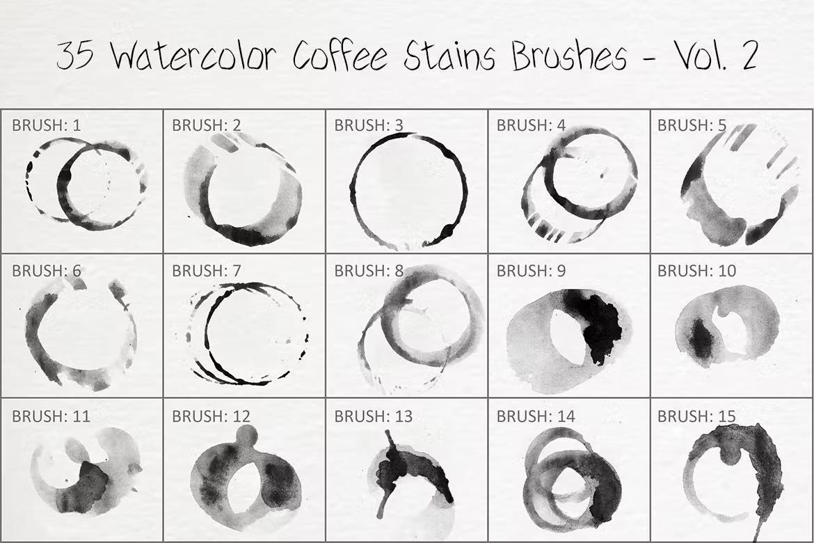 براش آبرنگ لکه قهوه فتوشاپ Watercolor Coffee Stains - 4