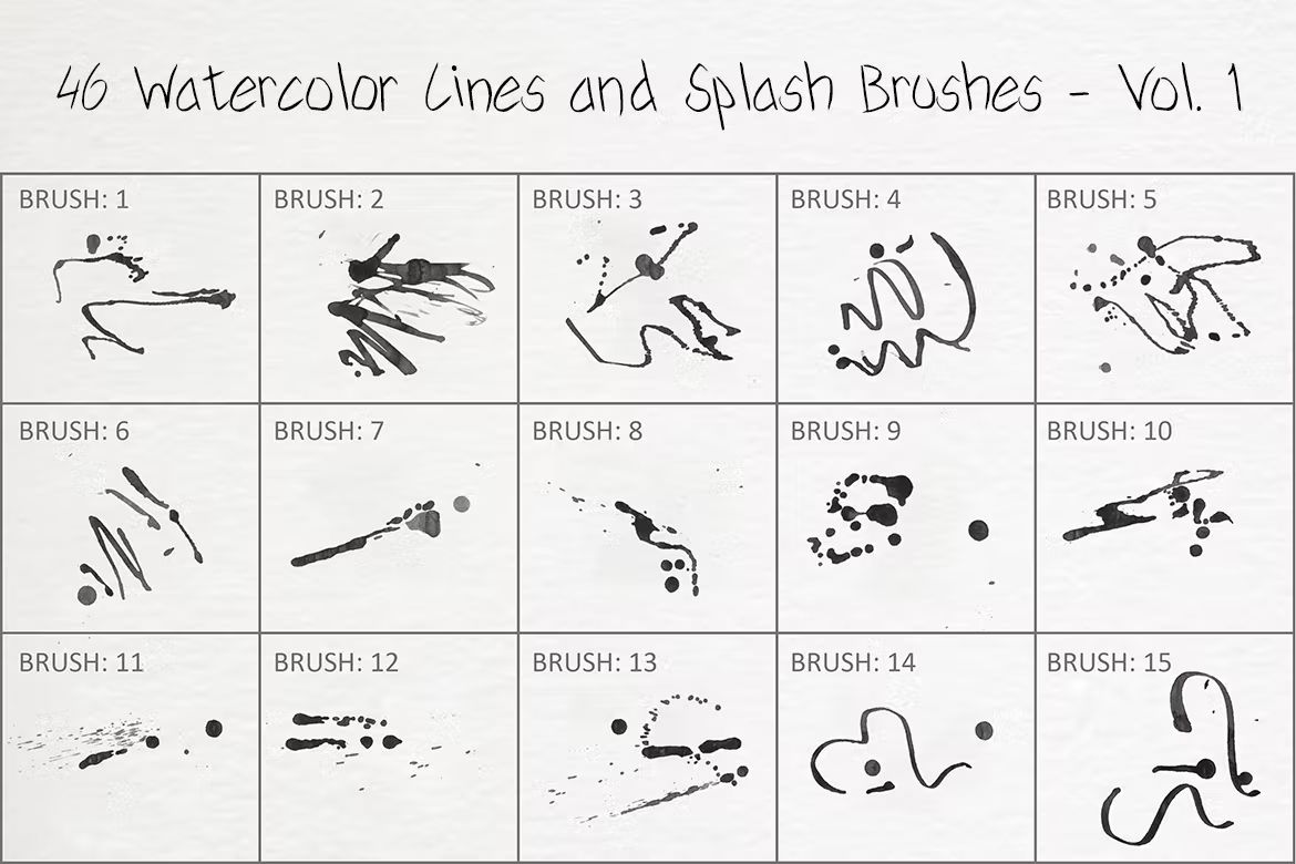 براش پاشیدن آبرنگ Watercolor Lines and Splash Brushes – Vol. 1 - 4