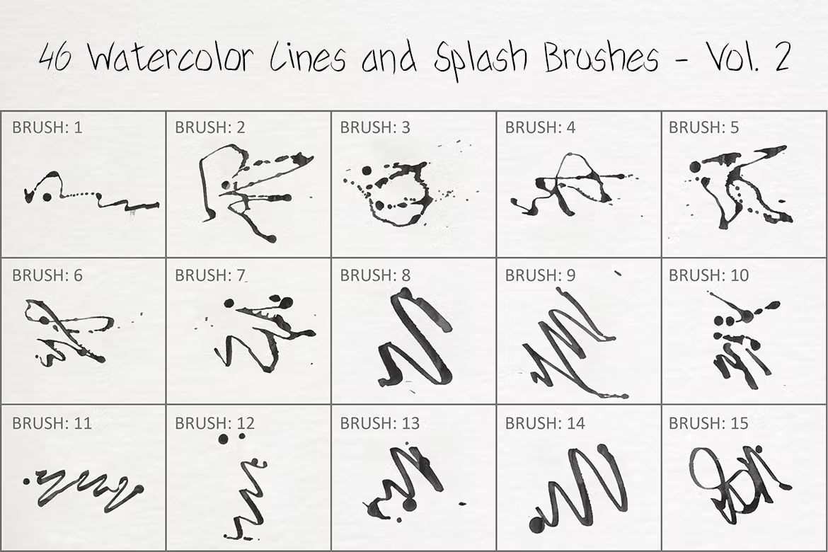 براش پاشیدن آبرنگ Watercolor Lines and Splash Brushes - Vol. 2 - 4