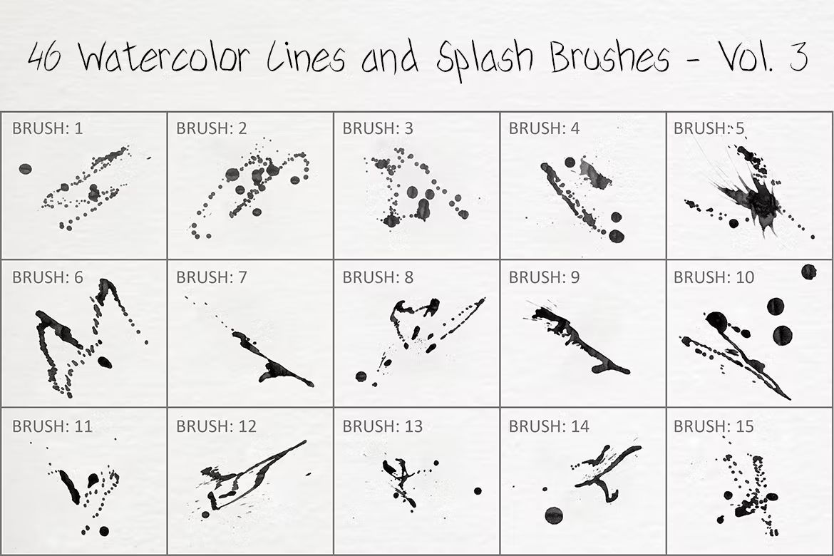 براش پاشیدن آبرنگ Watercolor Lines and Splash Brushes - Vol. 3 - 4