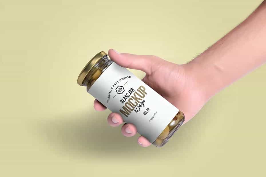 موکاپ شیشه زیتون Olives Glass Jar Mockups