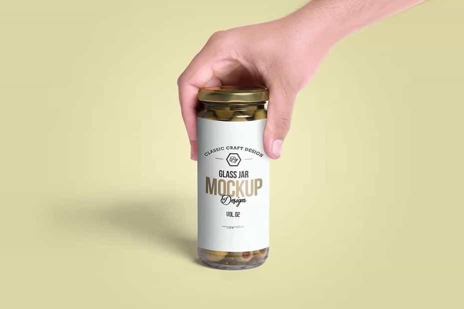 موکاپ شیشه زیتون Olives Glass Jar Mockups - 2