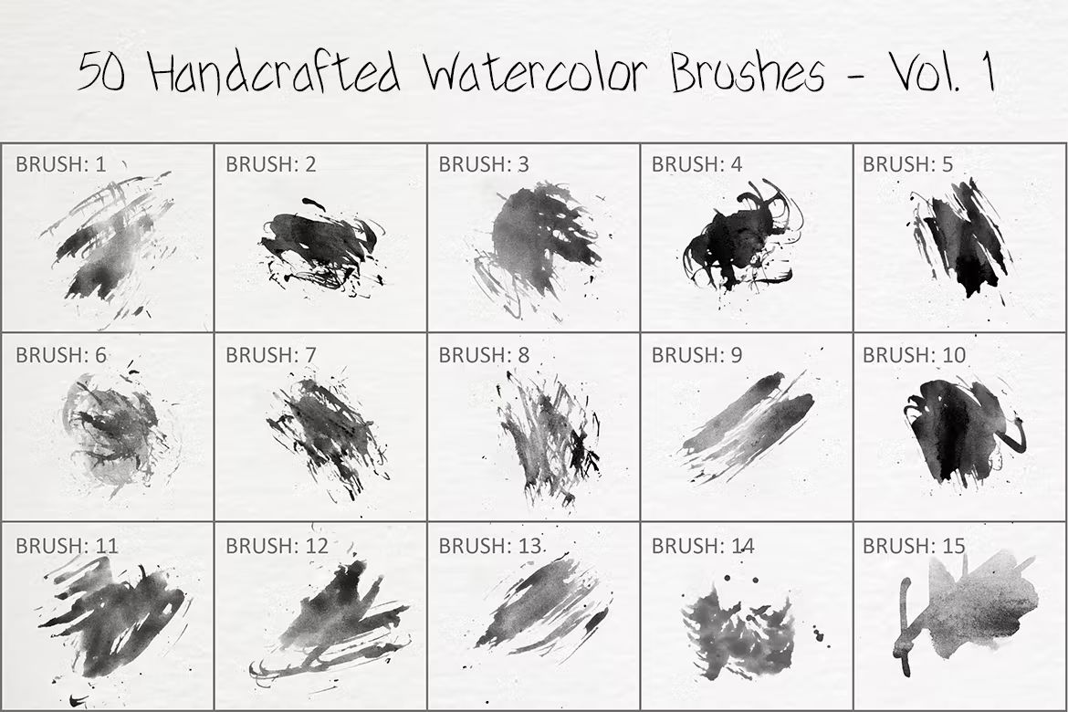 براش آبرنگ فتوشاپ Handcrafted Watercolor Brushes - Vol. 1 - 4