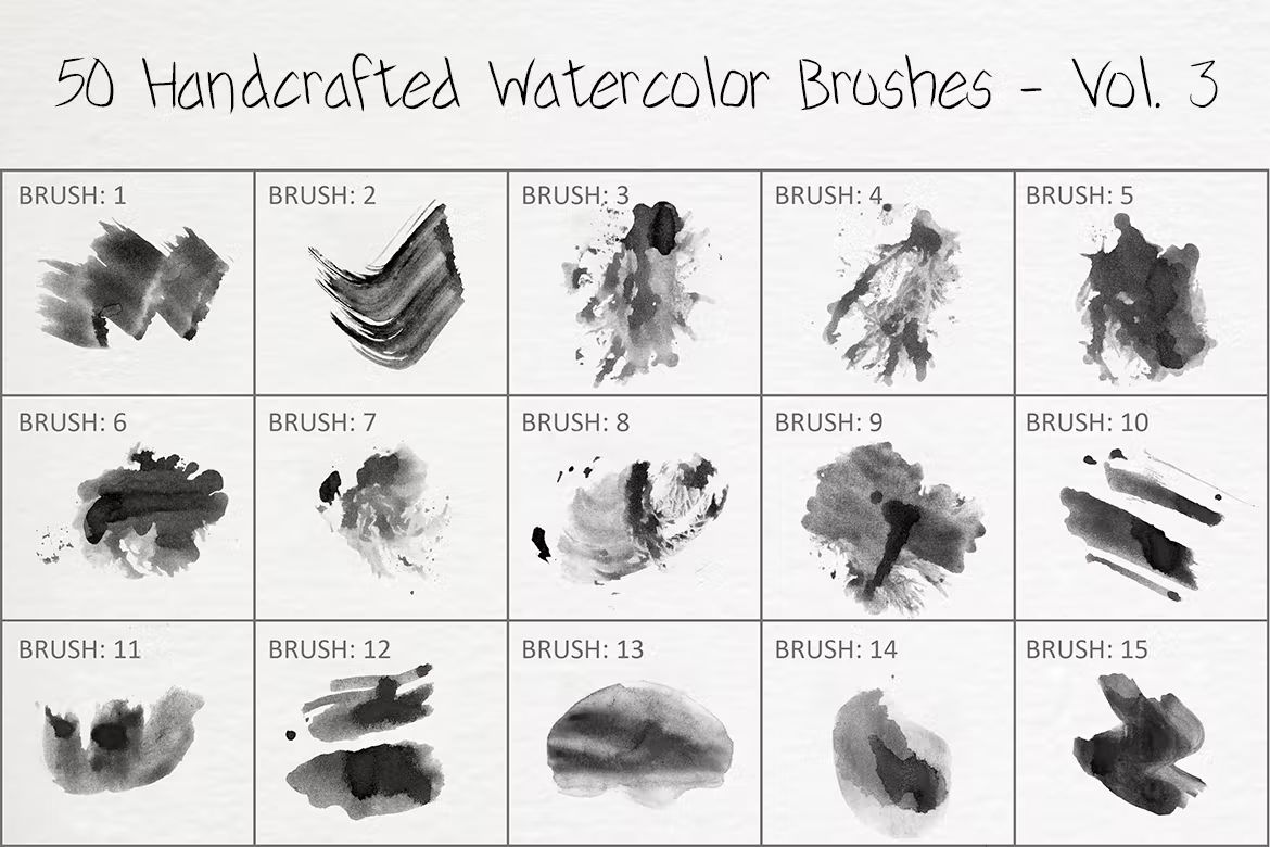 براش آبرنگ فتوشاپ Handcrafted Watercolor Brushes - Vol. 3 - 4