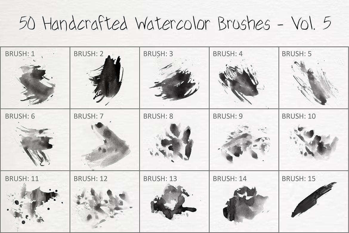 براش آبرنگ فتوشاپ Handcrafted Watercolor Brushes - Vol. 5 - 4