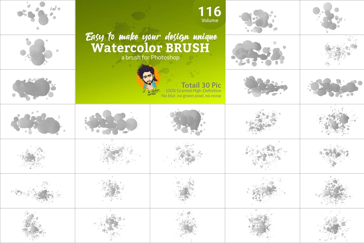 براش آبرنگ فتوشاپ Watercolor Brush Bundle Vl 08 - 10