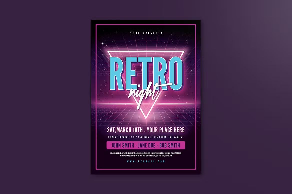 طرح لایه باز تراکت 80s Retro Flyer