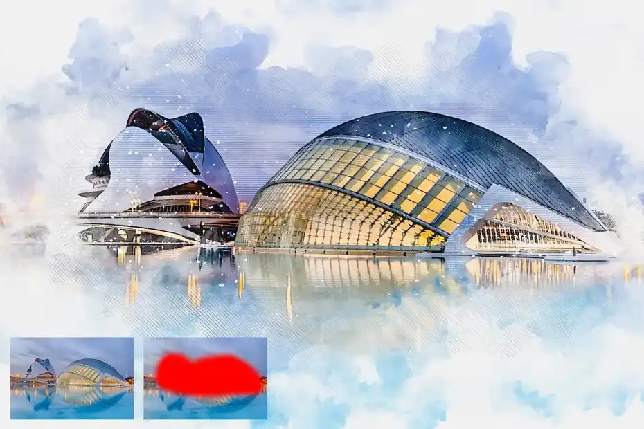 اکشن فتوشاپ تبدیل عکس به طرح معماری آبرنگ - 15