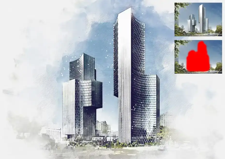 اکشن فتوشاپ تبدیل عکس به طرح معماری آبرنگ - 17