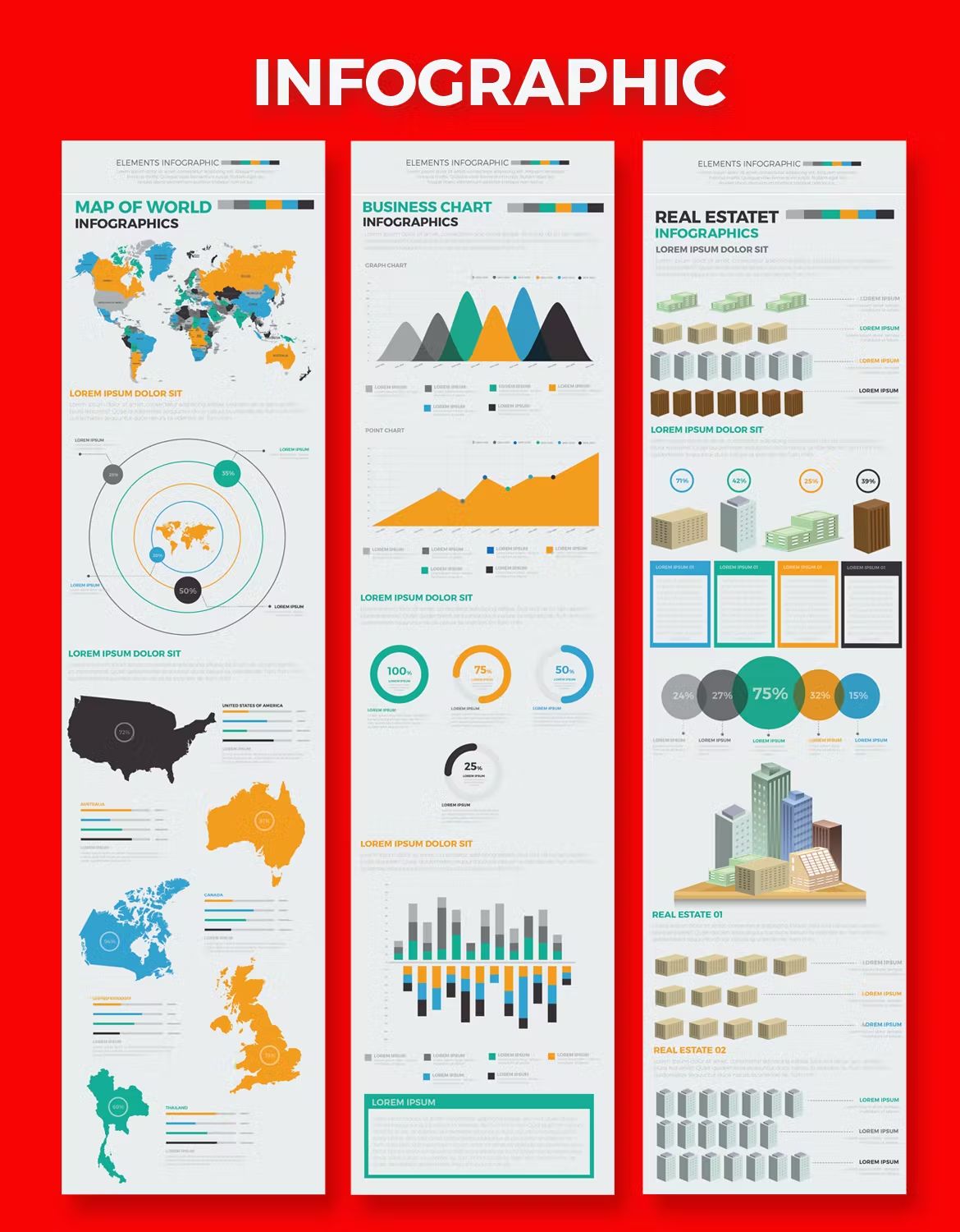 وکتور اجزای اینفوگرافیک Big Infographics Elements - 8