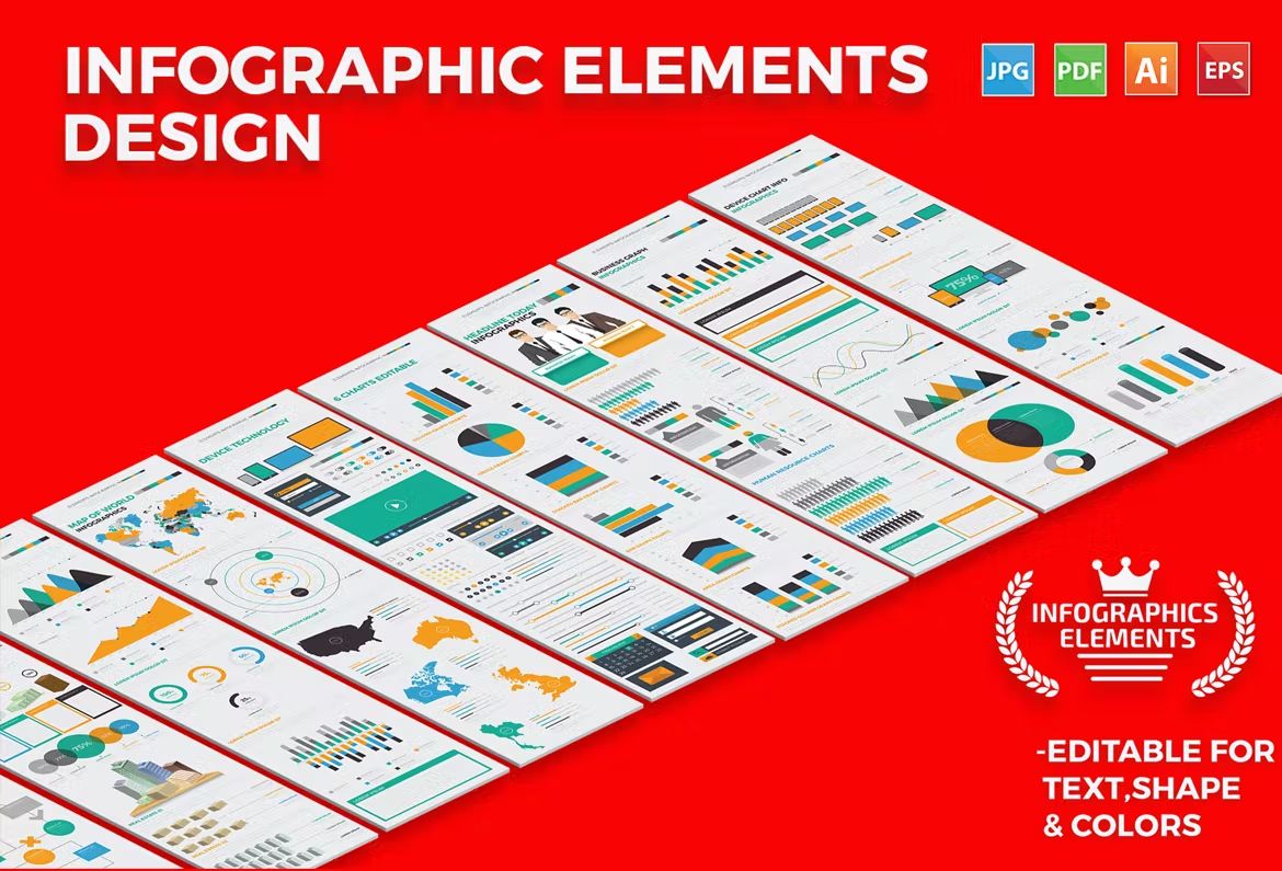 وکتور اجزای اینفوگرافیک Big Infographics Elements - 12