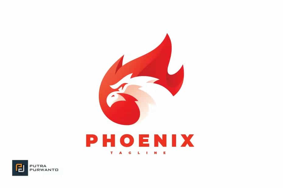 وکتور لوگو Bird Head Fire Logo Design - 3