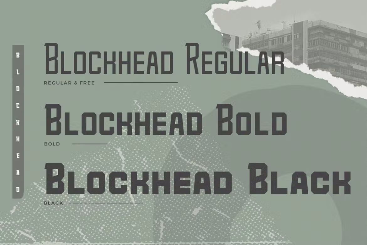 فونت انگلیسی Blockhead Typeface|Bold Geometric Font
