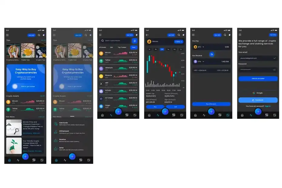 رابط کاربری اپلیکیشن رمز ارز Crypto Black - 1