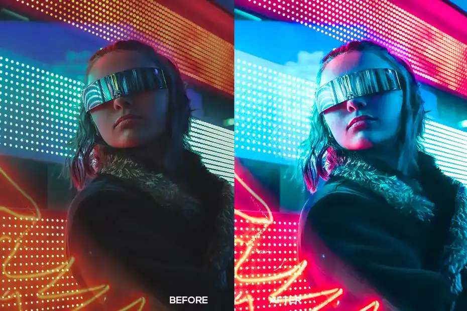 پریست لایت روم سایبرپانک Cyberpunk Lightroom Presets - 3