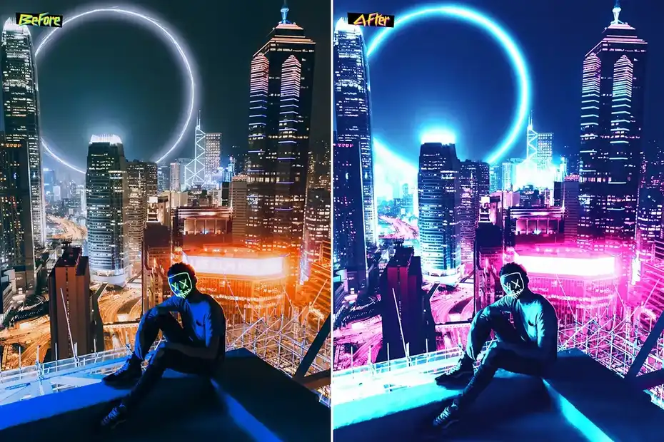 اکشن فتوشاپ ایجاد افکت سایبرپانک CyberPunk - 7