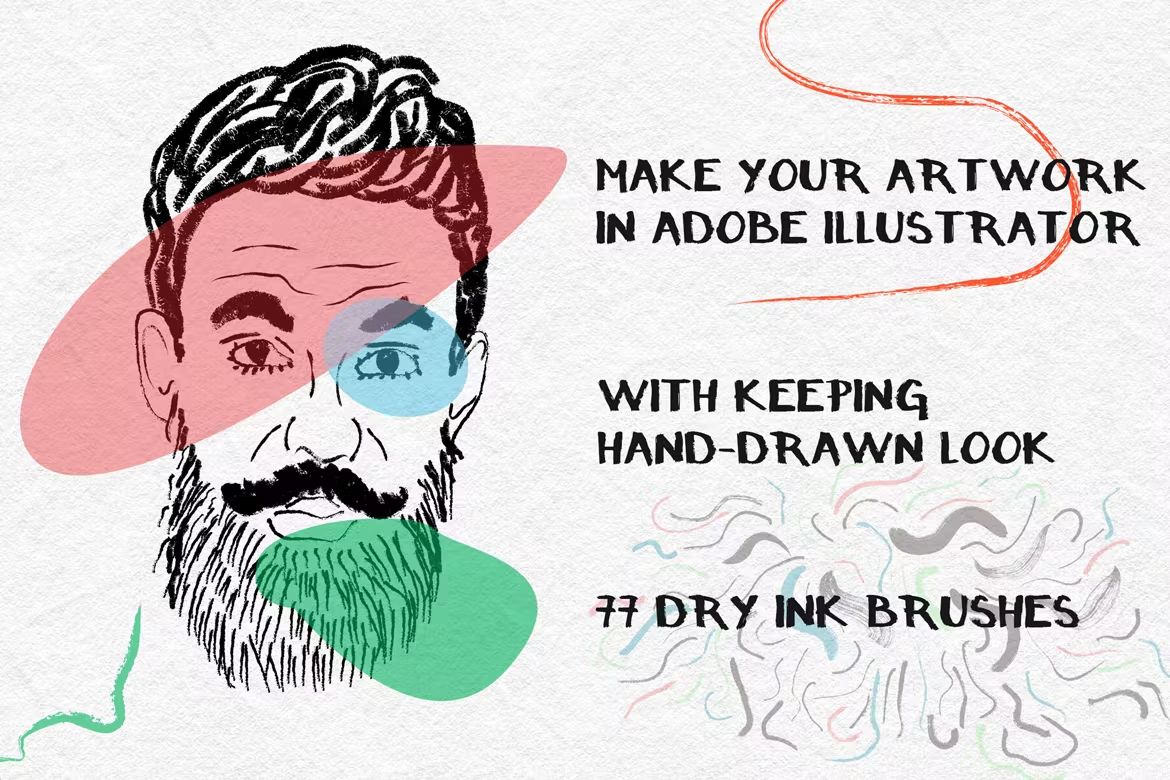 براش جوهر ایلوستریتور Dry Ink Brushes for Adobe Illustrator - 4