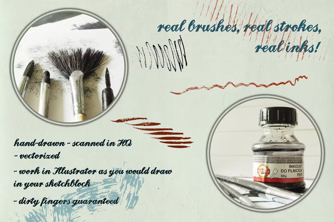 براش جوهر ایلوستریتور Dry Ink Brushes for Adobe Illustrator vol.2 - 2