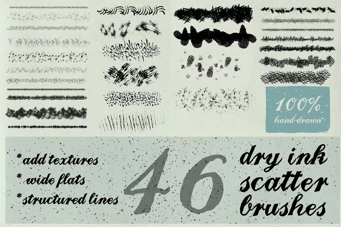 براش جوهر ایلوستریتور Dry Ink Brushes for Adobe Illustrator vol.2 - 6