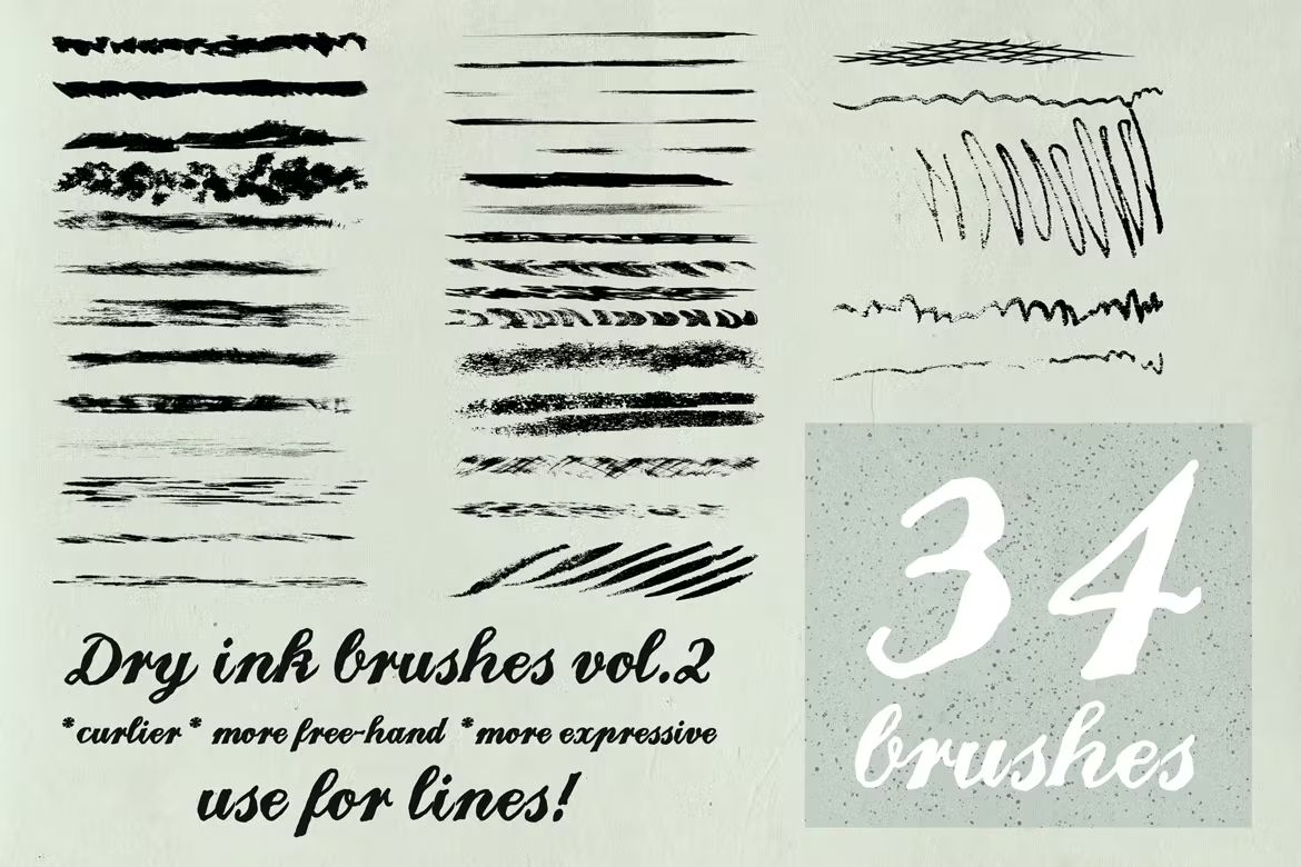 براش جوهر ایلوستریتور Dry Ink Brushes for Adobe Illustrator vol.2 - 8
