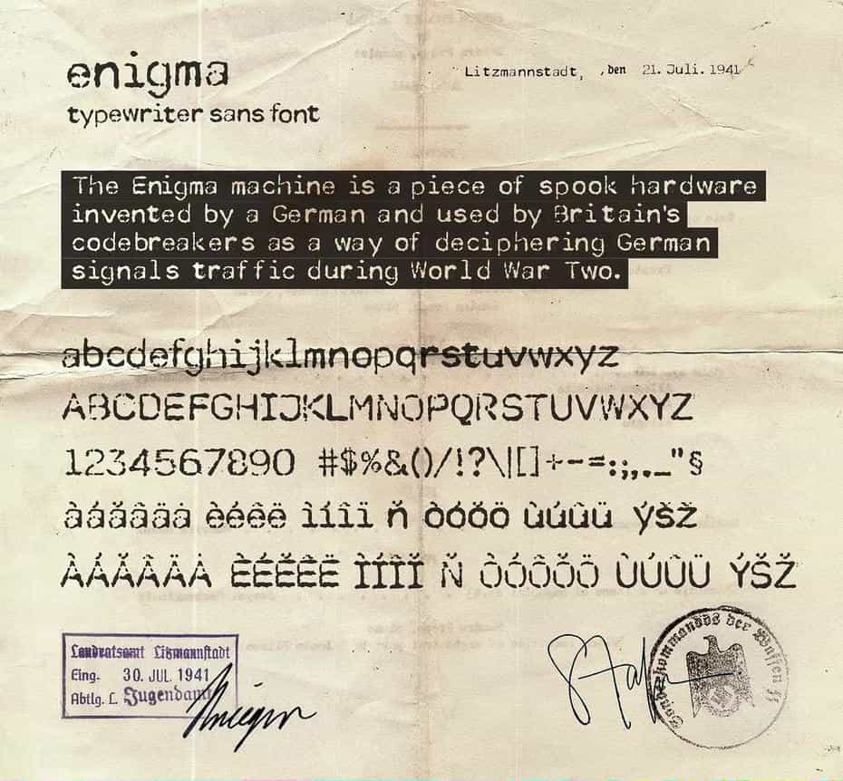 فونت انگلیسی Enigma Typewriter Sans Font - 4