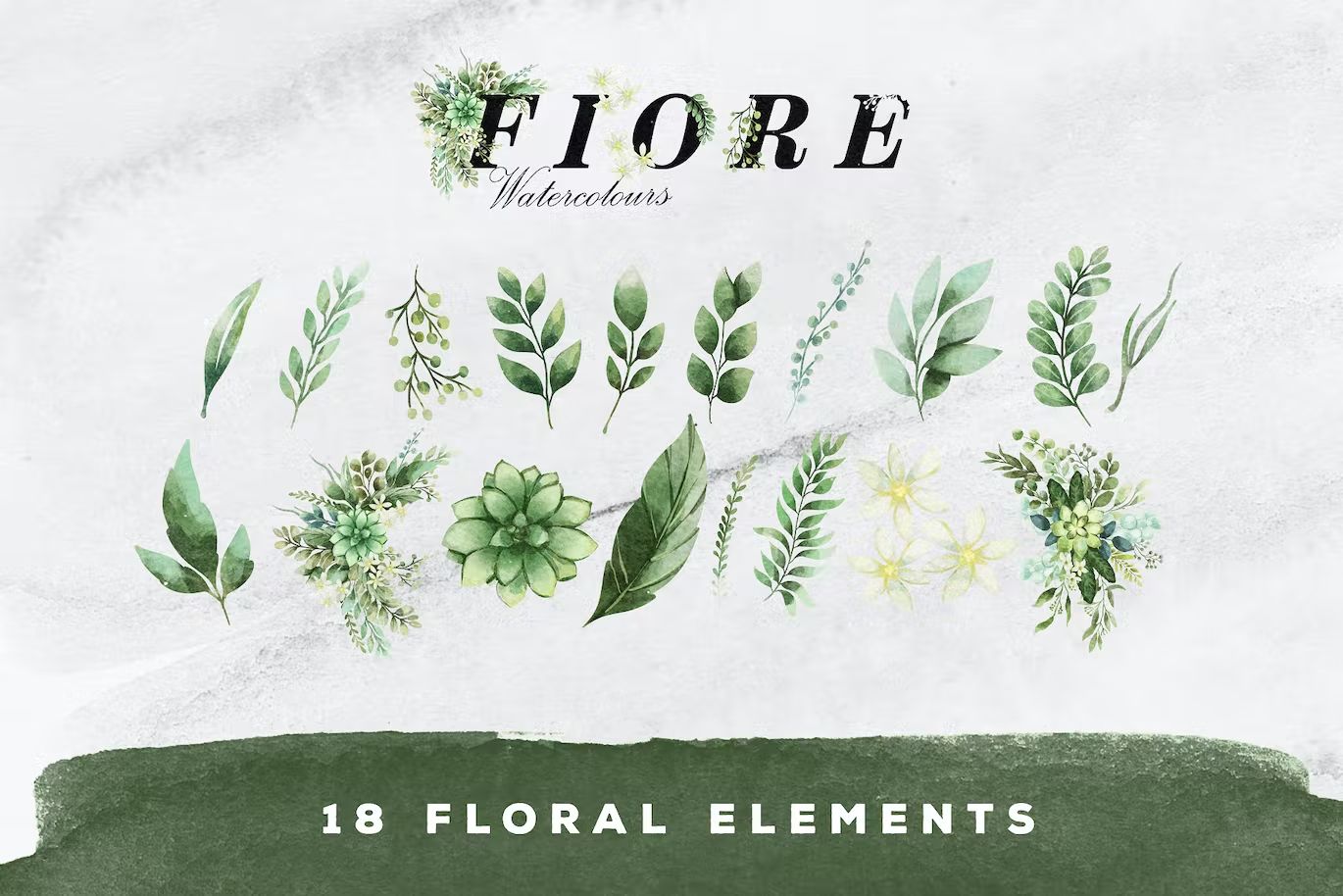 کلیپ آرت گل آبرنگی Fiore Watercolor Floral Elements - 8