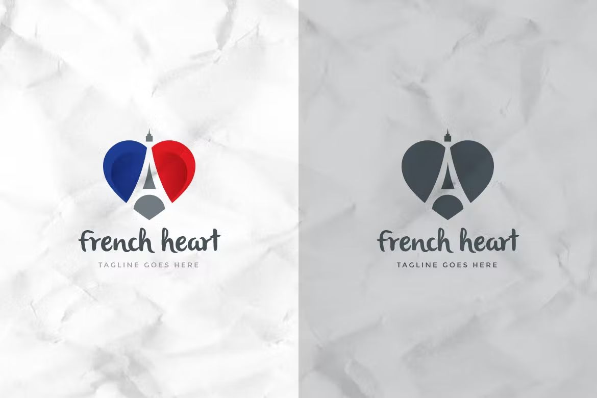 وکتور لوگو نامه French Heart Letter - 4