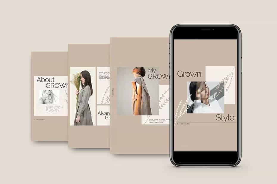 دانلود طرح لایه باز اینستاگرام GROWN - Instagram POST & STORY Template - 5 طرح لایه باز اینستاگرام GROWN - 4