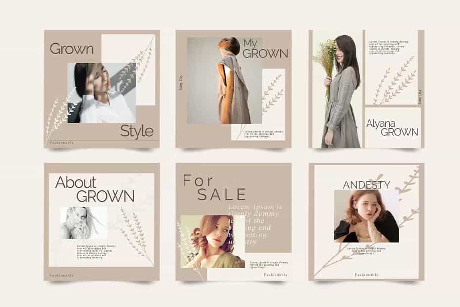 دانلود طرح لایه باز اینستاگرام GROWN - Instagram POST & STORY Template - 7 طرح لایه باز اینستاگرام GROWN - 6