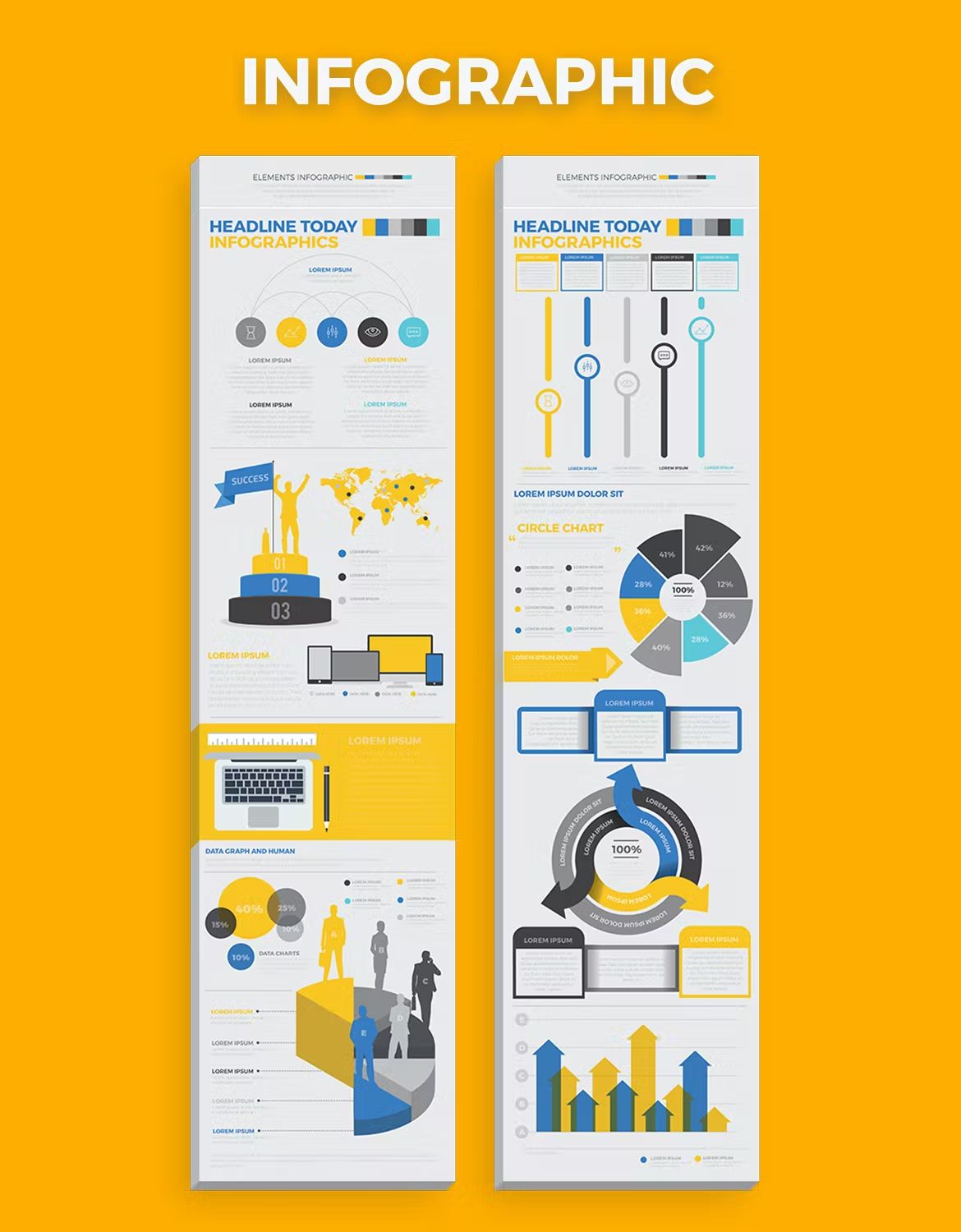 وکتور اجزای اینفوگرافیک Infographics Elements