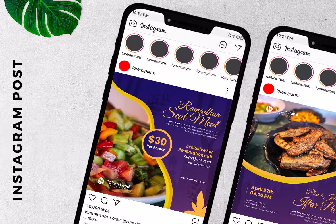 طرح لایه باز پست اینستاگرام تبلیغات بازاریابی رمضان
