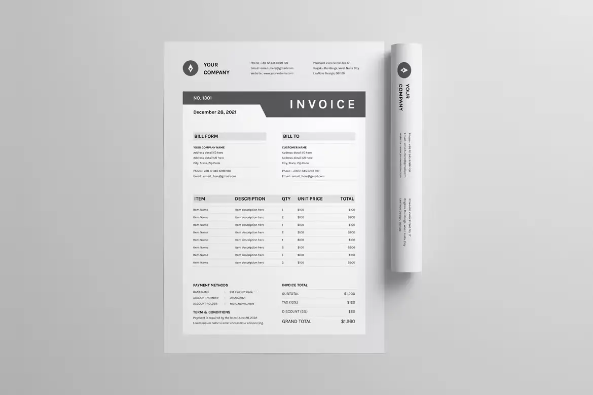 قالب ایندیزاین فاکتور Invoice - 8