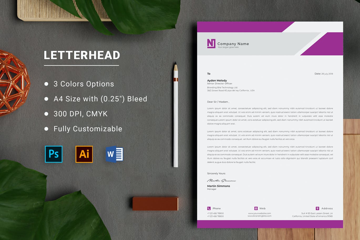 قالب آماده ورد سربرگ Letterhead for Microsoft Word