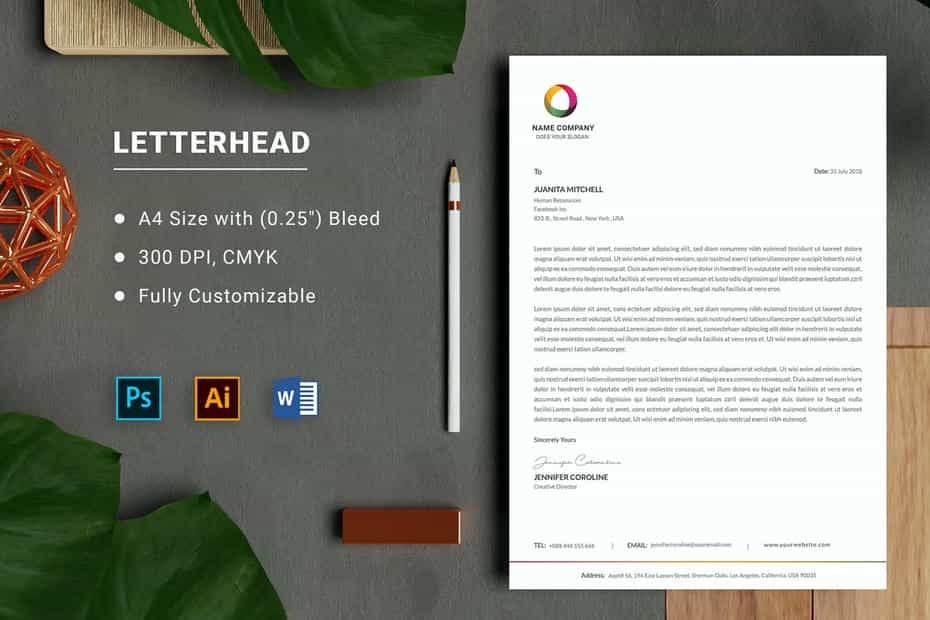 قالب آماده ورد سربرگ Letterhead Word Template