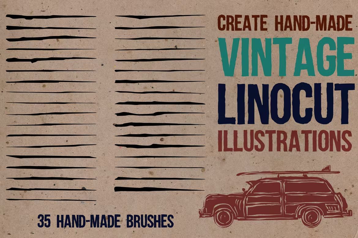 براش ایلوستریتور Linocut Brushes for Adobe Illustrator - 6