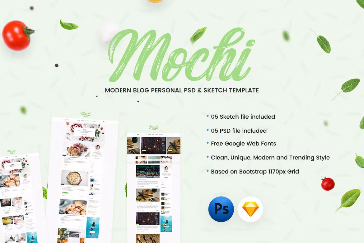 طرح لایه باز وبلاگ شخصی Mochi