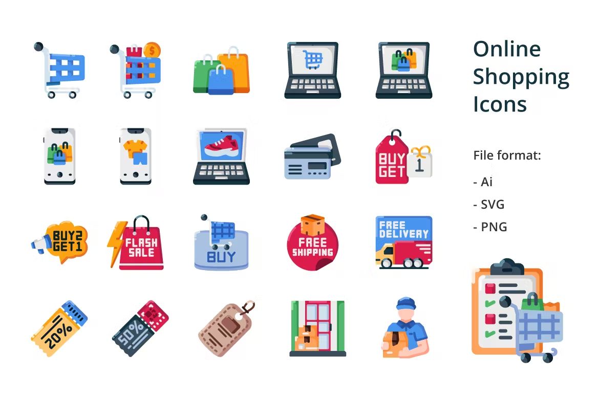 آیکون خرید آنلاین Online Shopping Icons - 2