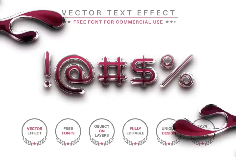 دانلود استایل متن ایلوستریتور فلز صورتی Pink Metal - Editable Text Effect, Font Style - 2 استایل متن ایلوستریتور فلز صورتی - 1