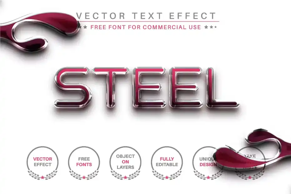دانلود استایل متن ایلوستریتور فلز صورتی Pink Metal - Editable Text Effect, Font Style - 6 استایل متن ایلوستریتور فلز صورتی - 5