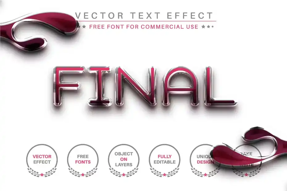 دانلود استایل متن ایلوستریتور فلز صورتی Pink Metal - Editable Text Effect, Font Style - 8 استایل متن ایلوستریتور فلز صورتی - 7