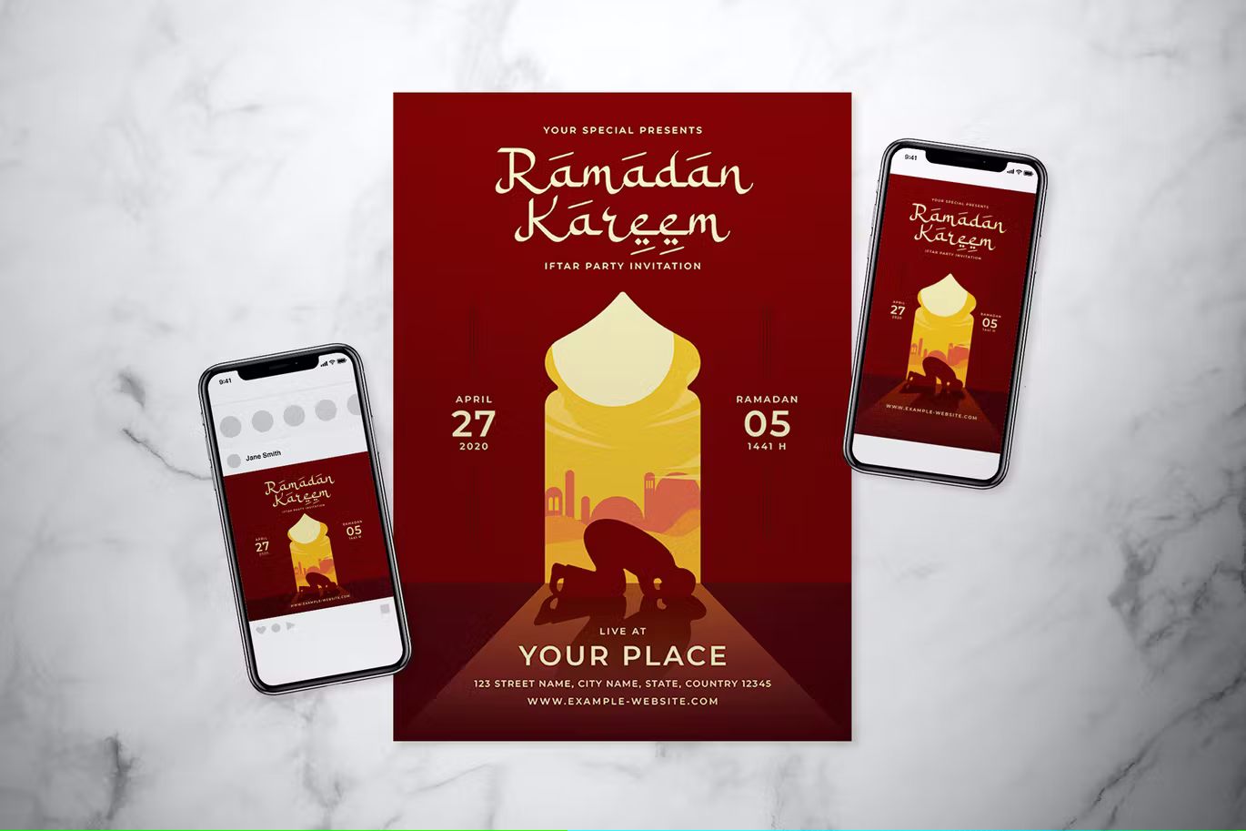طرح لایه باز ست تراکت رمضان - 2
