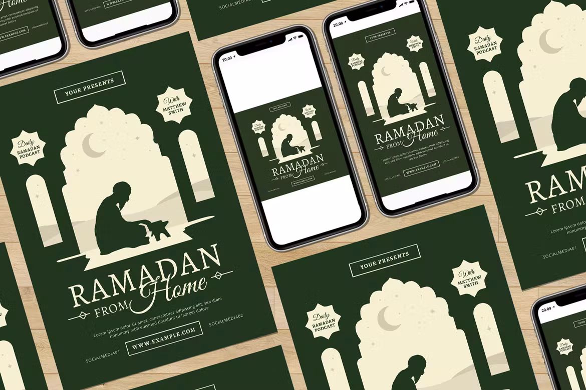 طرح لایه باز ست تراکت ماه رمضان - 5