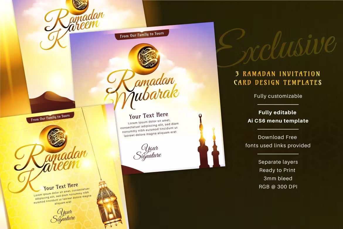 طرح وکتور کارت دعوت اختصاصی ماه رمضان