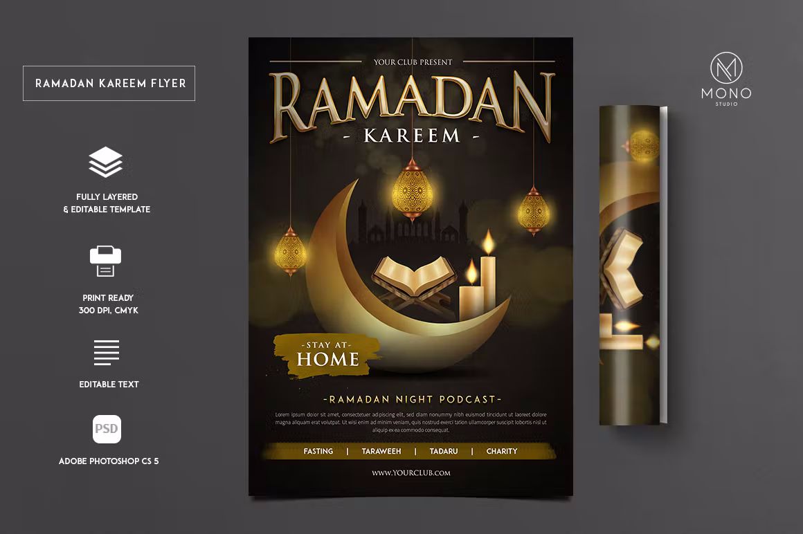 طرح لایه باز تراکت رمضان Ramadan Kareem Flyer - 3