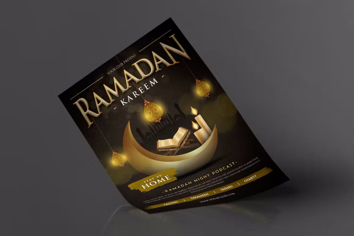 طرح لایه باز تراکت رمضان Ramadan Kareem Flyer - 5