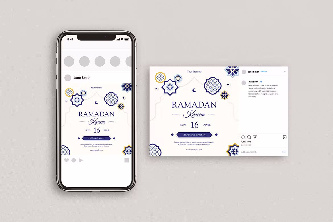 طرح لایه باز اینستاگرام و تراکت رمضان - 8