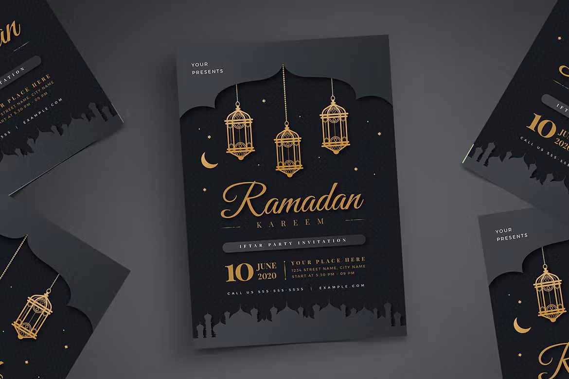 طرح لایه باز تراکت ضیافت افطار رمضان - 3