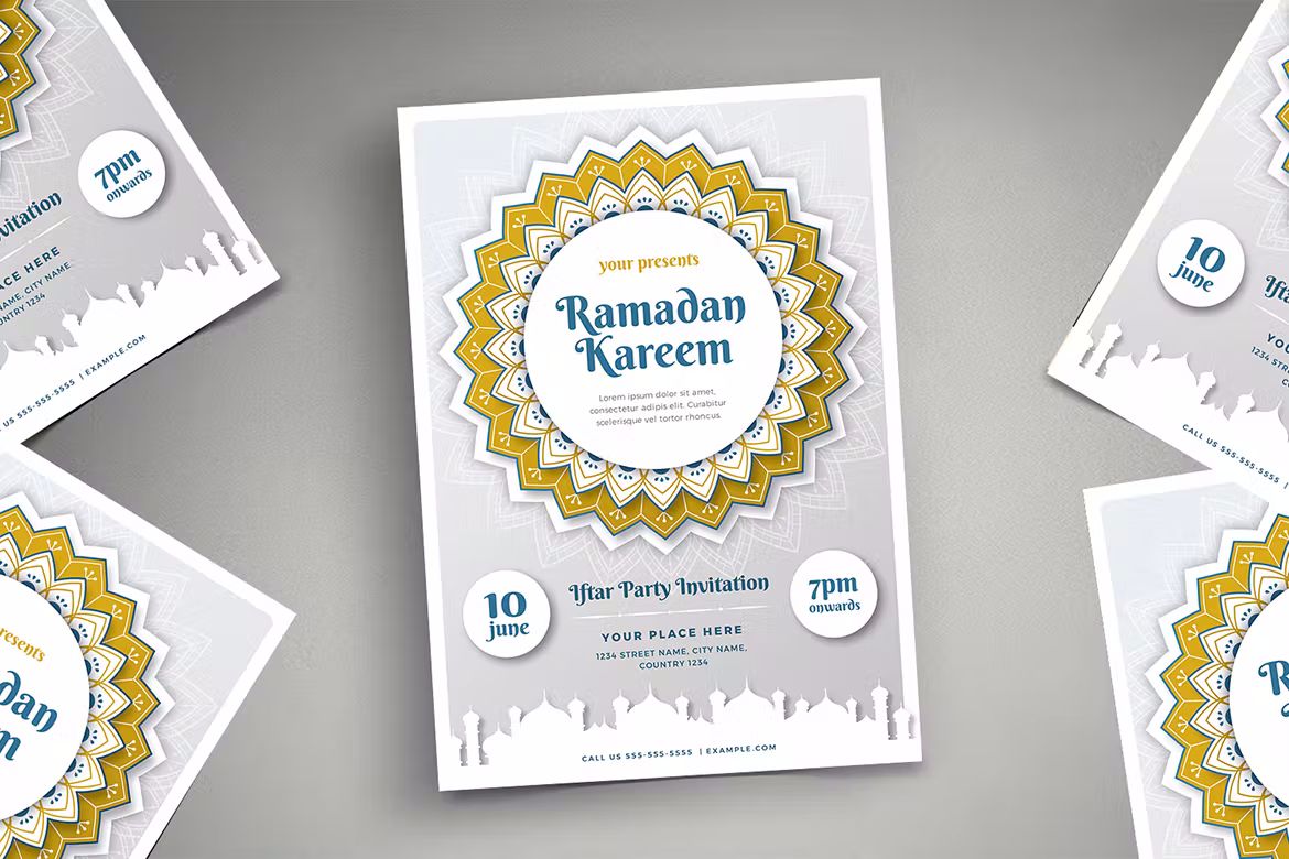طرح لایه باز تراکت ضیافت افطار ماه رمضان - 5